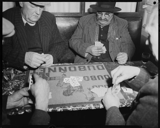 Joueurs de cartes, environs de Samois-sur-Seine, Seine-et-Marne