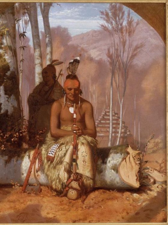 Indiens Pawnees dans un paysage